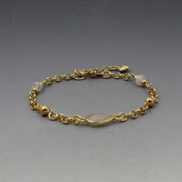 Gold Moonstone Chain Bracelet Uk